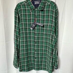 NEW CREMIEUX XXL Flannel Shirt Reversible Blue Green Plaid Pocket Long Sleeves